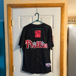 Majestic Phillies Black and Red Jersey